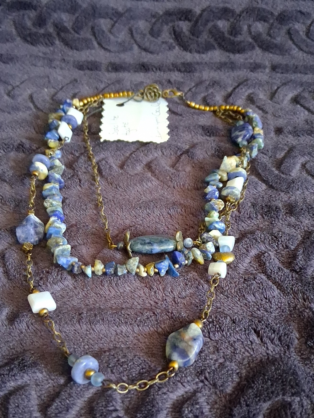 Blue Multi-Stone Layered Women's Necklace